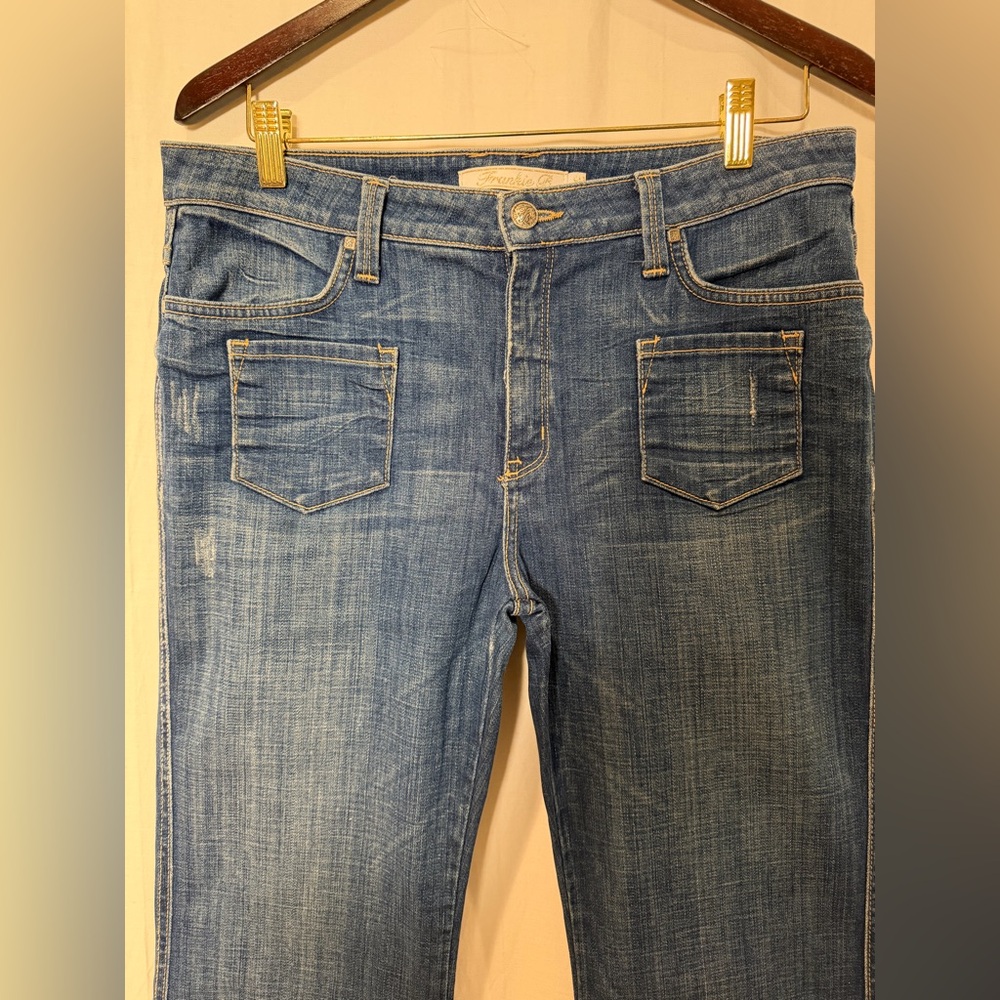 Frankie B. Boot Cut Blue Denim Jeans Patch Pockets in Front - Made In USA - 32 - Picture 3 of 16